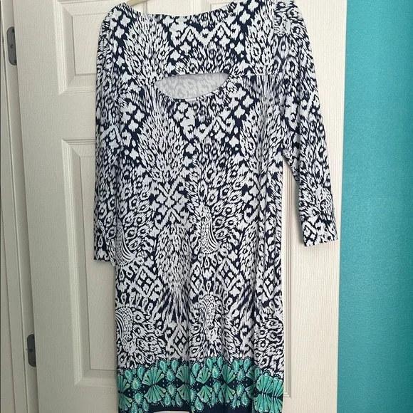 Lilly Pulitzer Navy and Teal Patterned Dress - Picture 4 of 5